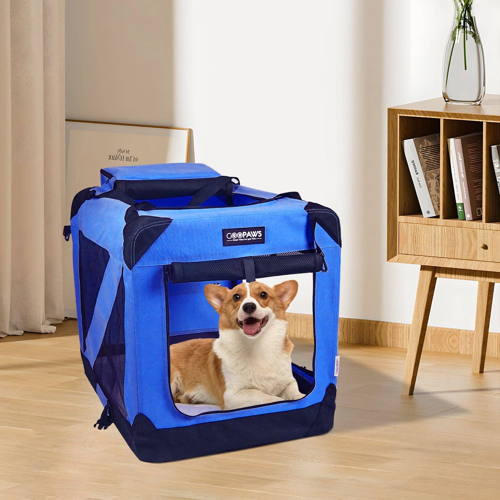 Jespet Goopaws Series Indoor & Outdoor 3-Door Collapsible Soft-Sided Dog, Cat & Small Pet Crate
