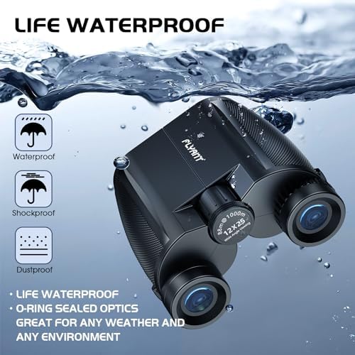 12X25 High Powered Binoculars for Adults, Waterproof Compact Binoculars with Clear Low Light Vision, Small Binoculars for Bird Watching, Hunting, Travel, Concerts