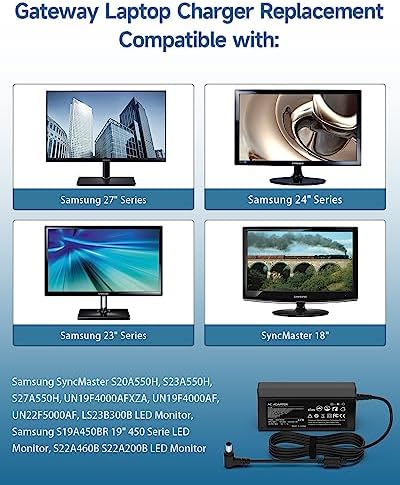 14V Power Cord for Samsung 15" 17" 18" 19" 20" 22" 23" 24" 27" 28" 29" 32" Monitor, Samsung SyncMaster P2770 S22D300HY S27D360H CF390 C24F390FHN S27B350H S22A350H SA350 UN22F5000AF TV Power Supply