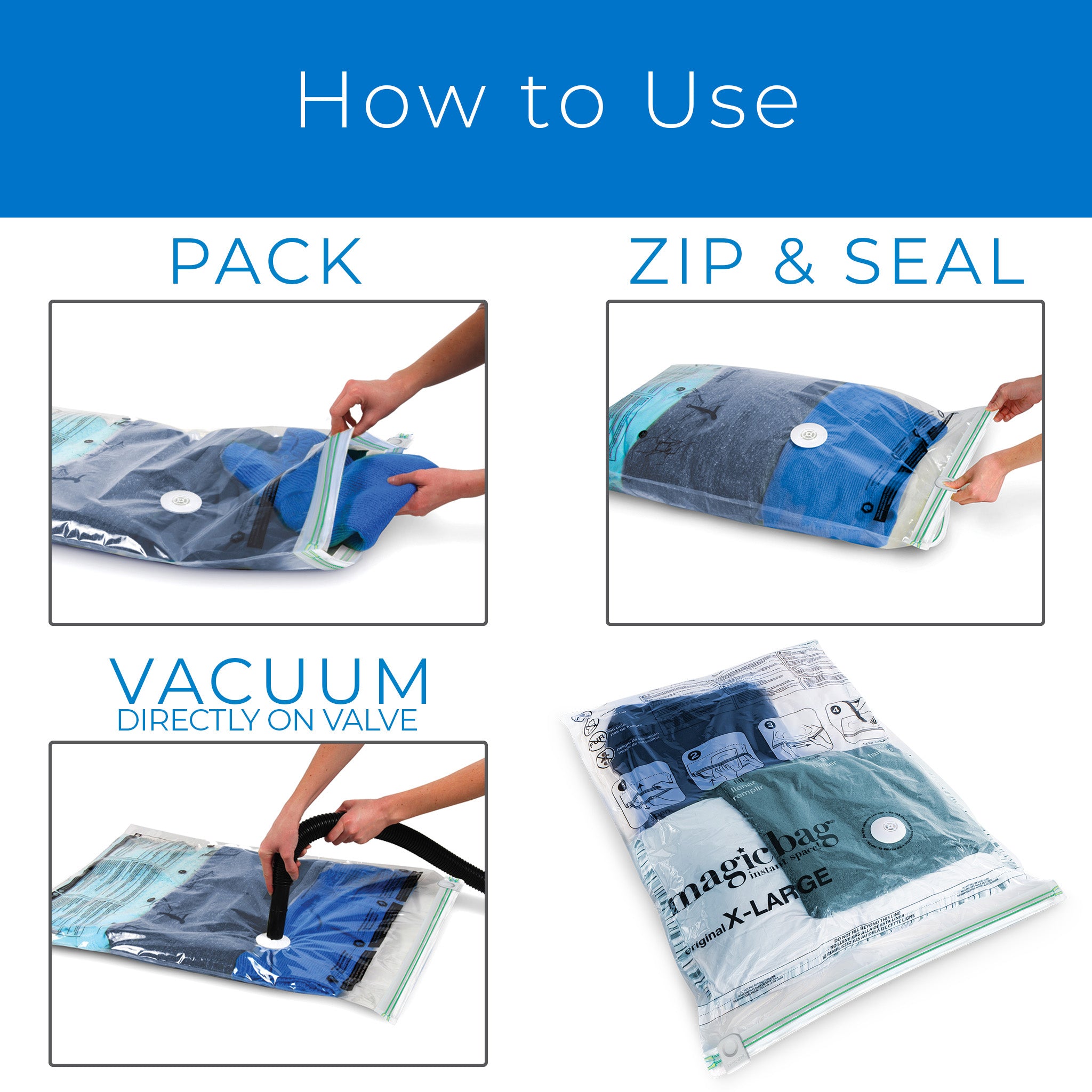 MagicBag™ Instant Space – 12 X-Large Flat Vacuum-Seal Storage Bags