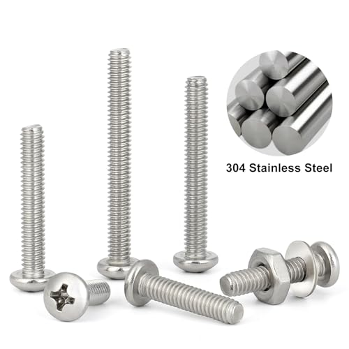 110Pcs Machine Screws Assortment kit,Assorted 1/2 to 2 inch Long # 8-32 Machine Screw,304 Stainless Steel Phillips Pan Head Screws Bolts for Electrical Wall Socket,Household Repairs