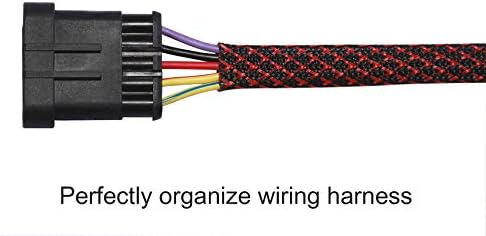 100ft - 1/4 inch PET Expandable Braided Sleeving – BlackRed – Alex Tech Braided Cable Sleeve