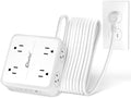 10Ft Power Strip with 1 USB-C,3 USB-A Ports,8 AC Outlets,Multi Plug Outlet Extender,10Ft Extension Cord,Flat Plug Wall Mount Desk USB Charging Station for Home Office College Dorm Room Essentials,UL