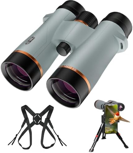 10x42 Professional ED Binoculars for Adults High Powered with Binocular Harness Strap, Phone Adapter and Tripod, Large View Waterproof Binoculars for Hunting Bird Watching Cruise Ship Travel Hiking