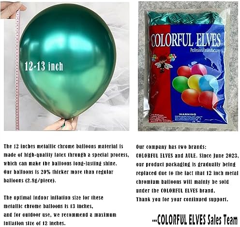 12 Inch 100 Pcs Latex Metallic Chrome Balloons Helium Shiny Thicken Balloons Party Decoration (Green)