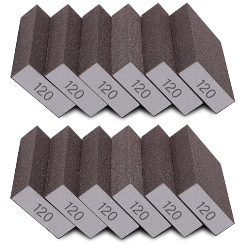 12Pcs Sanding Sponge 120 Grit Medium Sanding Blocks for Drywall Metal Wood Washable and Reusable