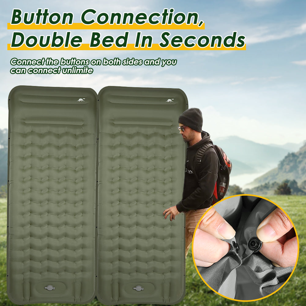 SlowTon Self Inflating Camping Mat- 12 CM Thickness Inflatable Sleeping Pad with Built-in Pump, Portable Lightweight Single Camping Air Mattress with Pillow, Double Joinable for Outdoor Hiking(Green)