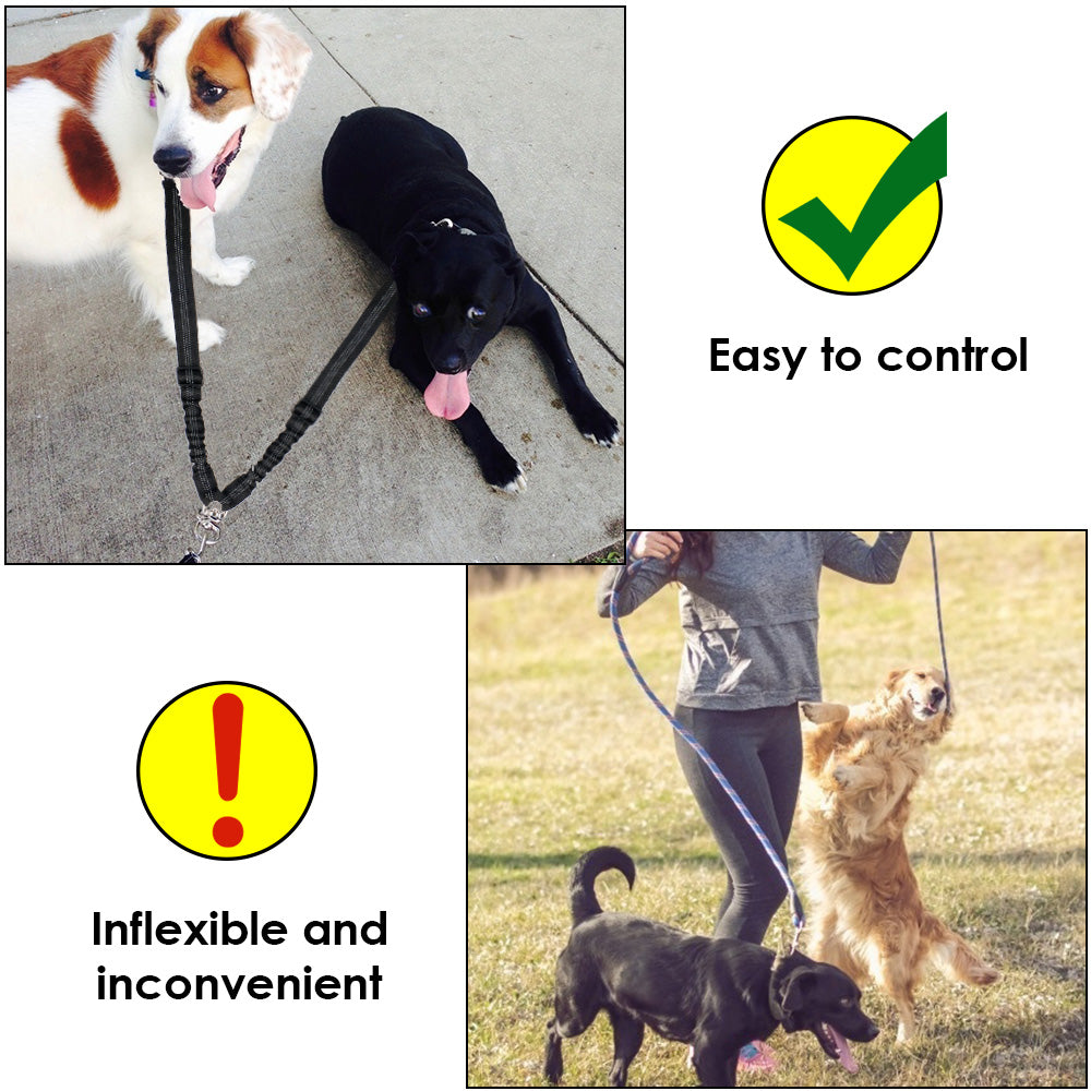Double Dog Adjustable Leash Coupler - Black