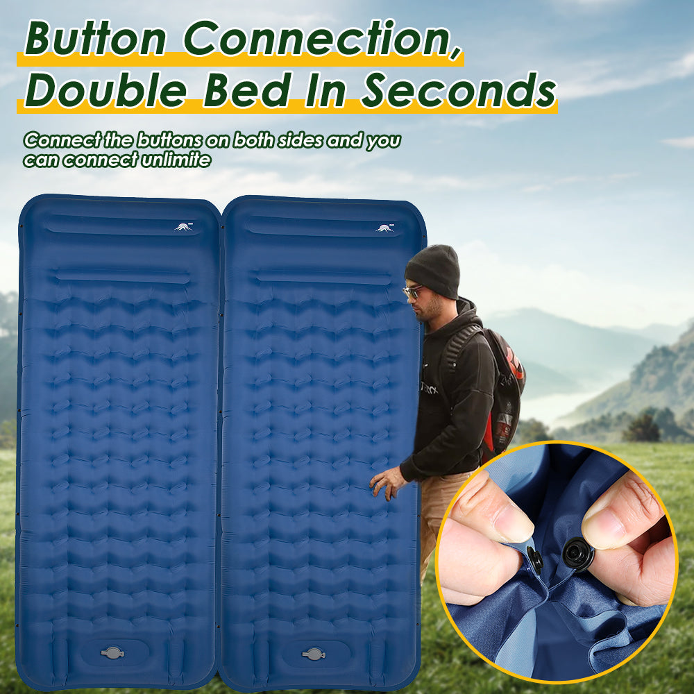 SlowTon Self Inflating Camping Mat- 12 CM Thickness Inflatable Sleeping Pad with Built-in Pump, Portable Lightweight Single Camping Air Mattress with Pillow, Double Joinable for Outdoor Hiking(Blue）