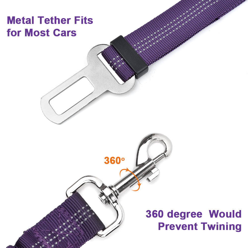Double Dog Car Seatbelt - Purple