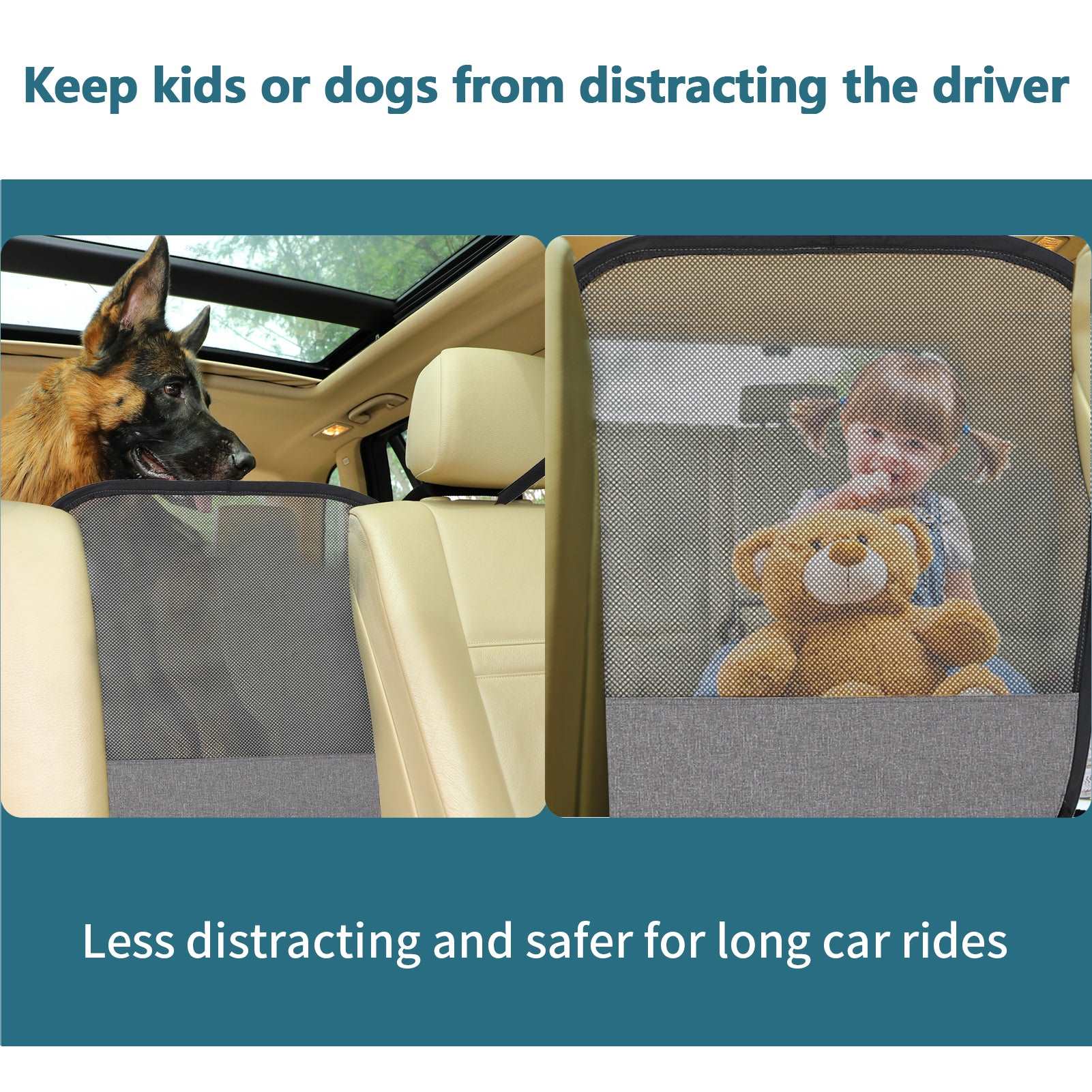 PETSFIT Dog Car Barrier Vehicle Pet Barrier Backseat Mesh