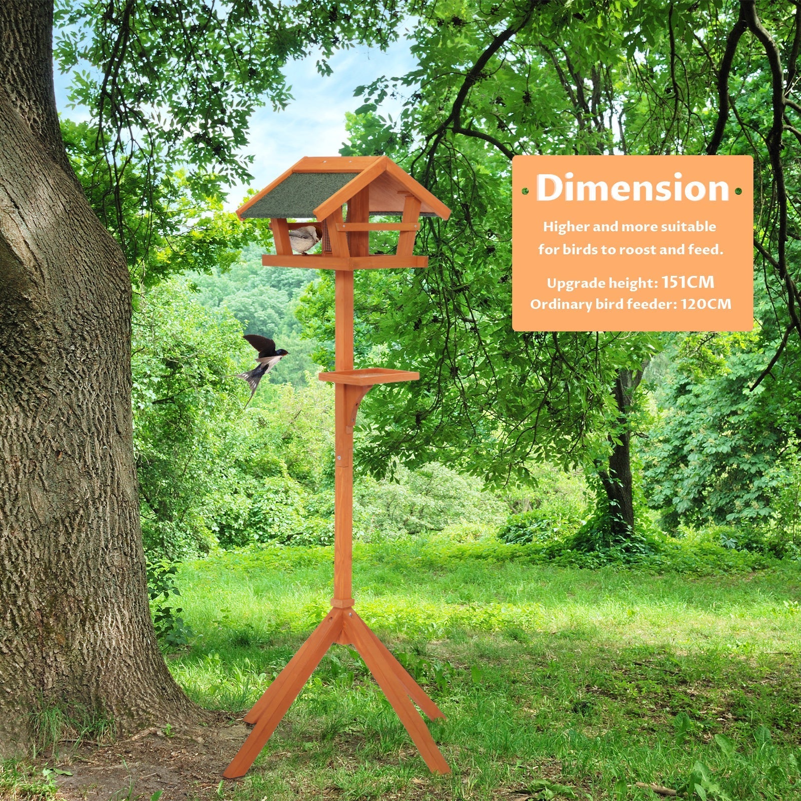 PETSFIT Outdoor Bird Feeder Stand Wooden