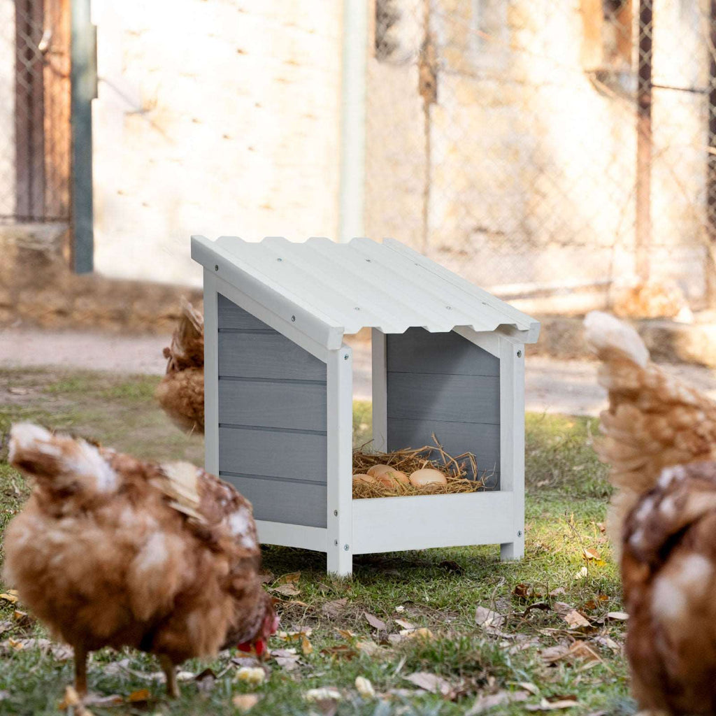 PETSFIT Chicken Nest Box Wood Single Boxes for Laying Eggs with PVC Roof