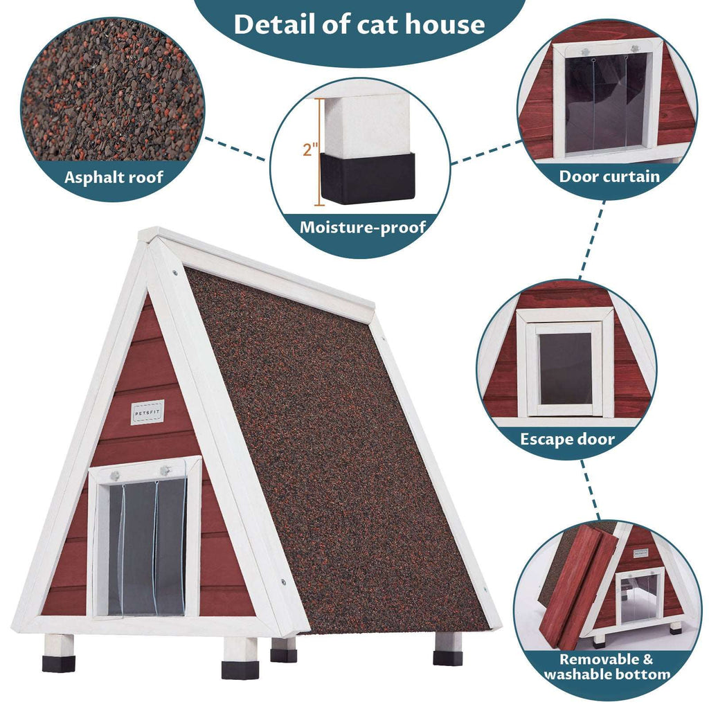 PETSFIT Single Story Triangular Cat House With Foot Stand