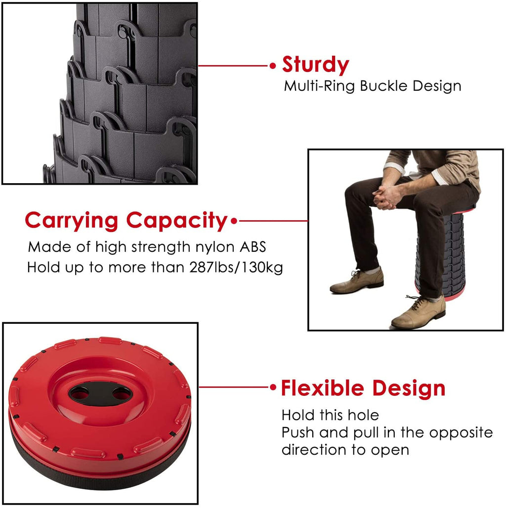 Retractable Folding Stool - Red