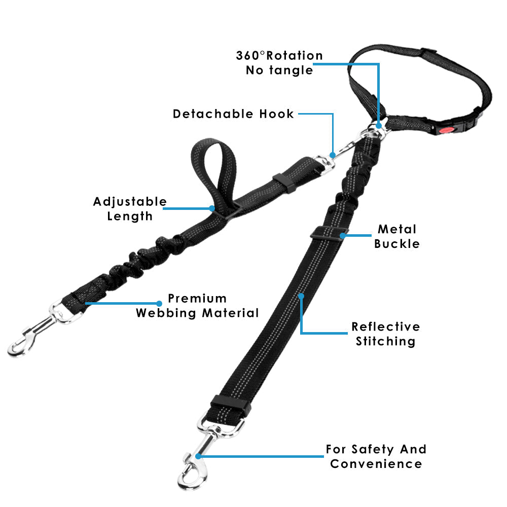 Removable Double Dog Seat Belt - Black
