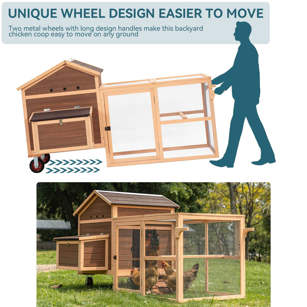 PETSFIT Chicken Coop With Run Tractor 81" Hen House