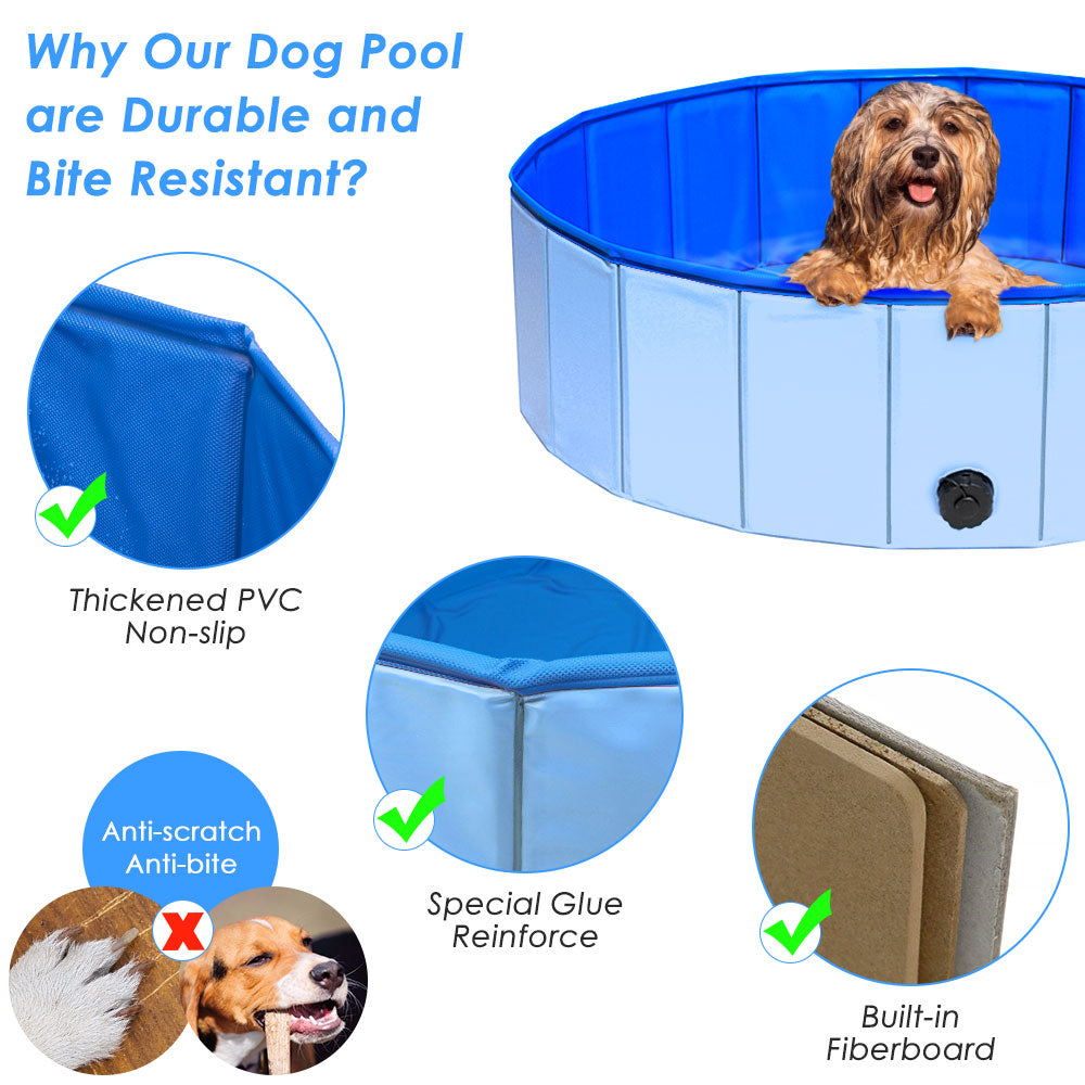 Foldable Dog Swimming Pool - Blue
