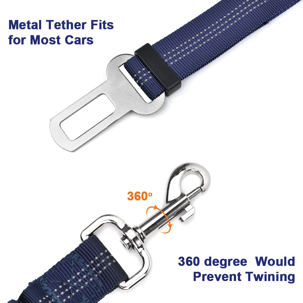 Double Dog Car Seatbelt - Blue