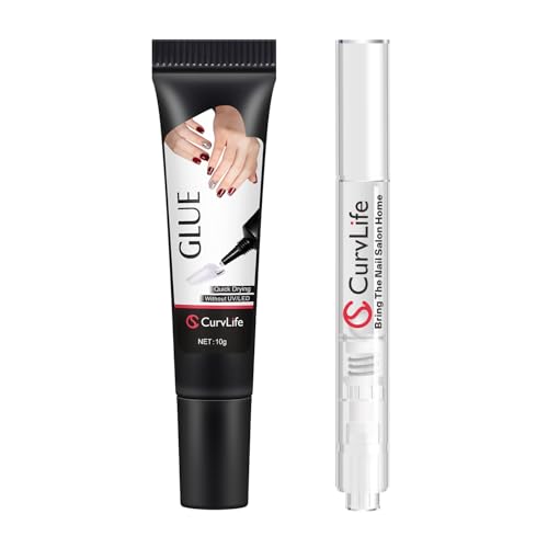 10g Semi Solid Nail Glue Gel with 5ml Nail Glue Remover Pen, No Need for Uv Light, Gel Glue for Press On Nails, Nail Glue Remover for Nails, Click&Remove Pen