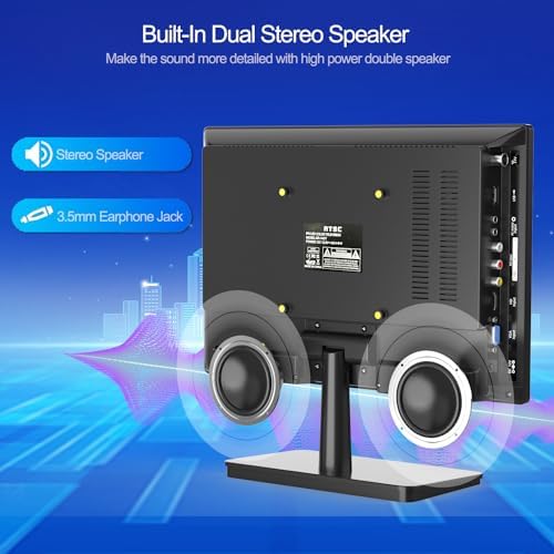14 inch Small Flat Screen Kitchen TV with Antenna ATSC Tuner/USB/HDMI/AV/VGA, Built-in TV Stand and Remote Control for Car,RV,Camping,Outdoor or Office