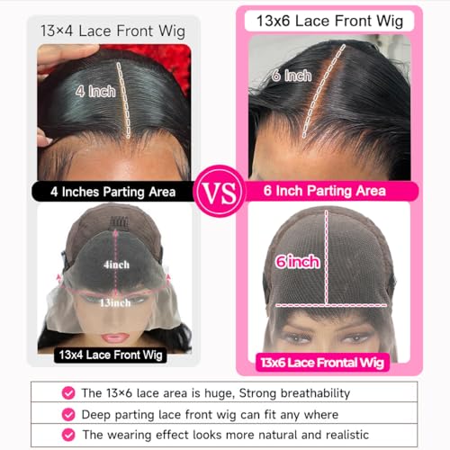 13x6 Lace Front Wigs Human Hair Straight HD Lace Front Wigs Human Hair Pre Plucked with Baby Hair 200% Density 13x6 Frontal Wigs Human Hair Glueless Wig for Black Women 26 Inch Natural Color