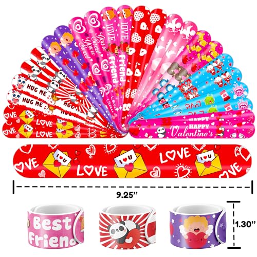 144 PCS Valentine Party Set - 72 Temporary Tattoos & 72 Slap Bracelets - Perfect for Themed Parties, Baby Showers, Classroom Rewards & Gifts for Kids