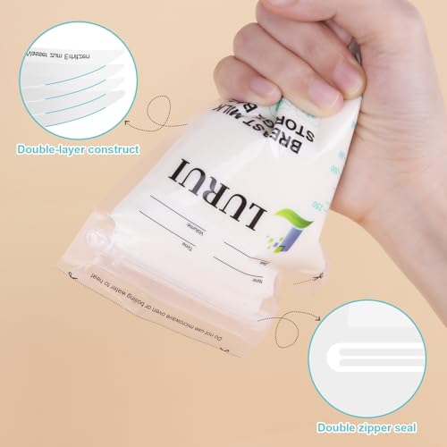 120 Pcs BPA-Free Breastmilk Storage Bags, 8Oz, Milk Storage Bags Breastmilk with Pour Spout,Temp-Sensing Color Change, Milk Bag with Self Standing for Breastfeeding (120 Count)