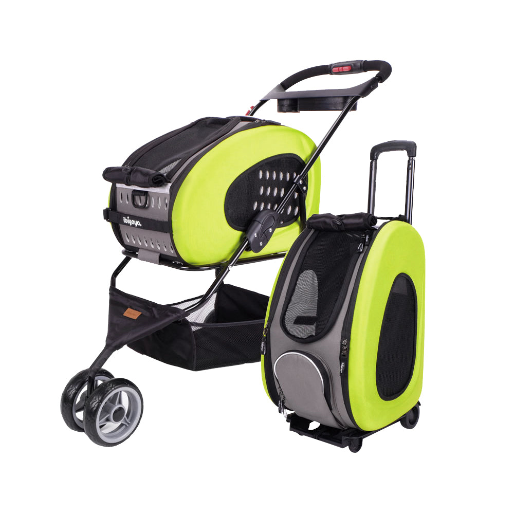 Ibiyaya 5-in-1 EVA Pet Carrier-Stroller, Dog-Cat Sling Bag, Small Backpack with Wheels, Car Seat Booster Combo