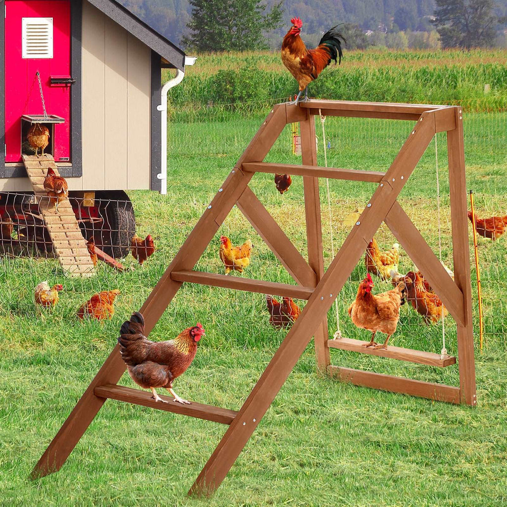 PETSFIT Chicken Swing Set for 4 Chicken Perches with Swing Fit for 8-10 Chicks