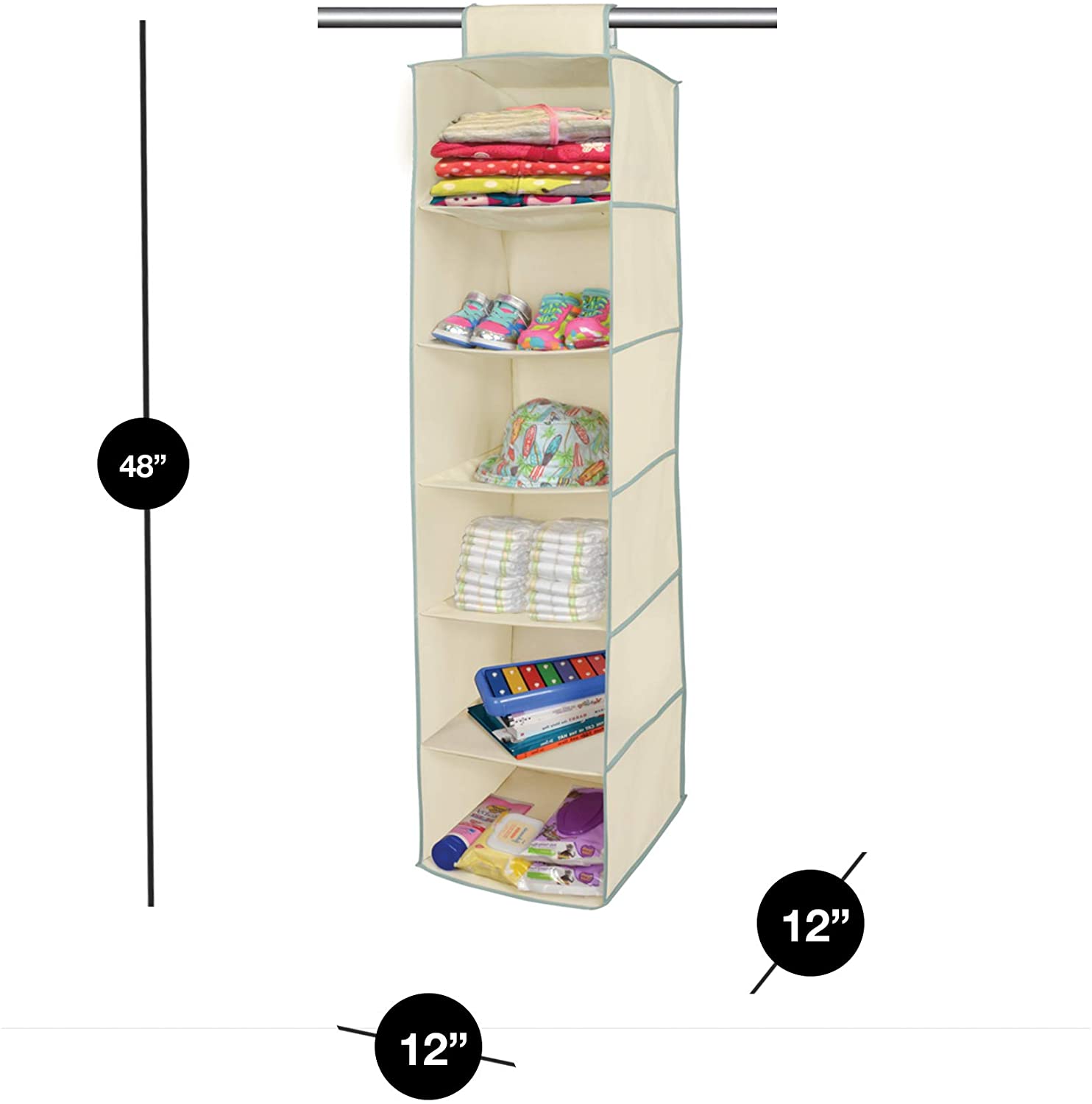 6-Shelf Hanging Closet Organizer with Velcro Hook and Loop