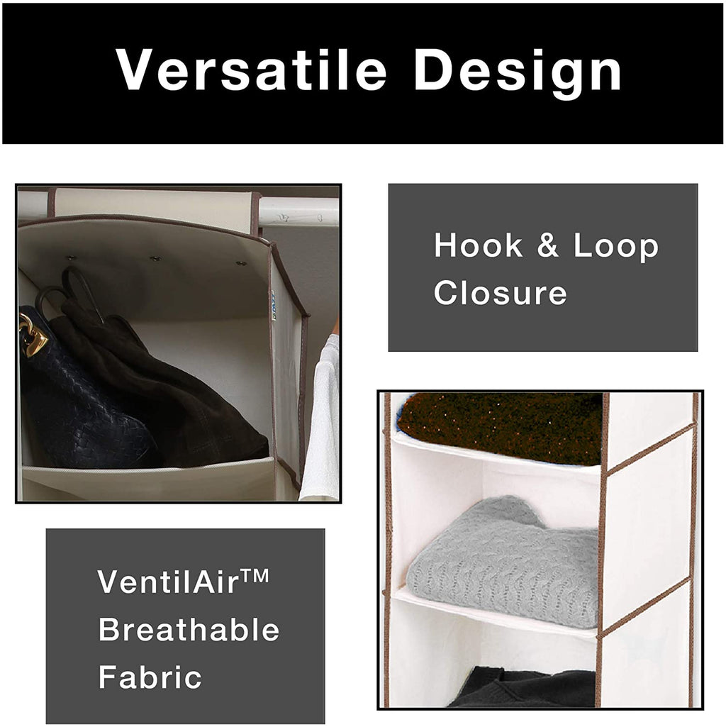 6-Shelf Hanging Closet Organizer with Velcro Hook and Loop