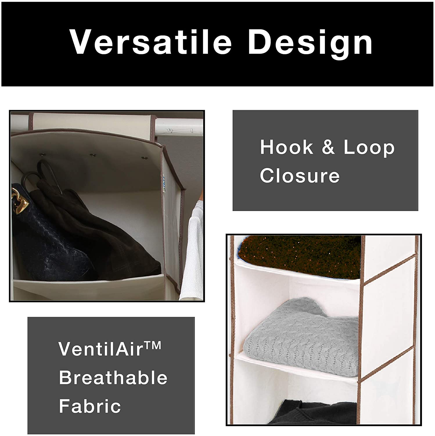 6-Shelf Hanging Closet Organizer with Velcro Hook and Loop