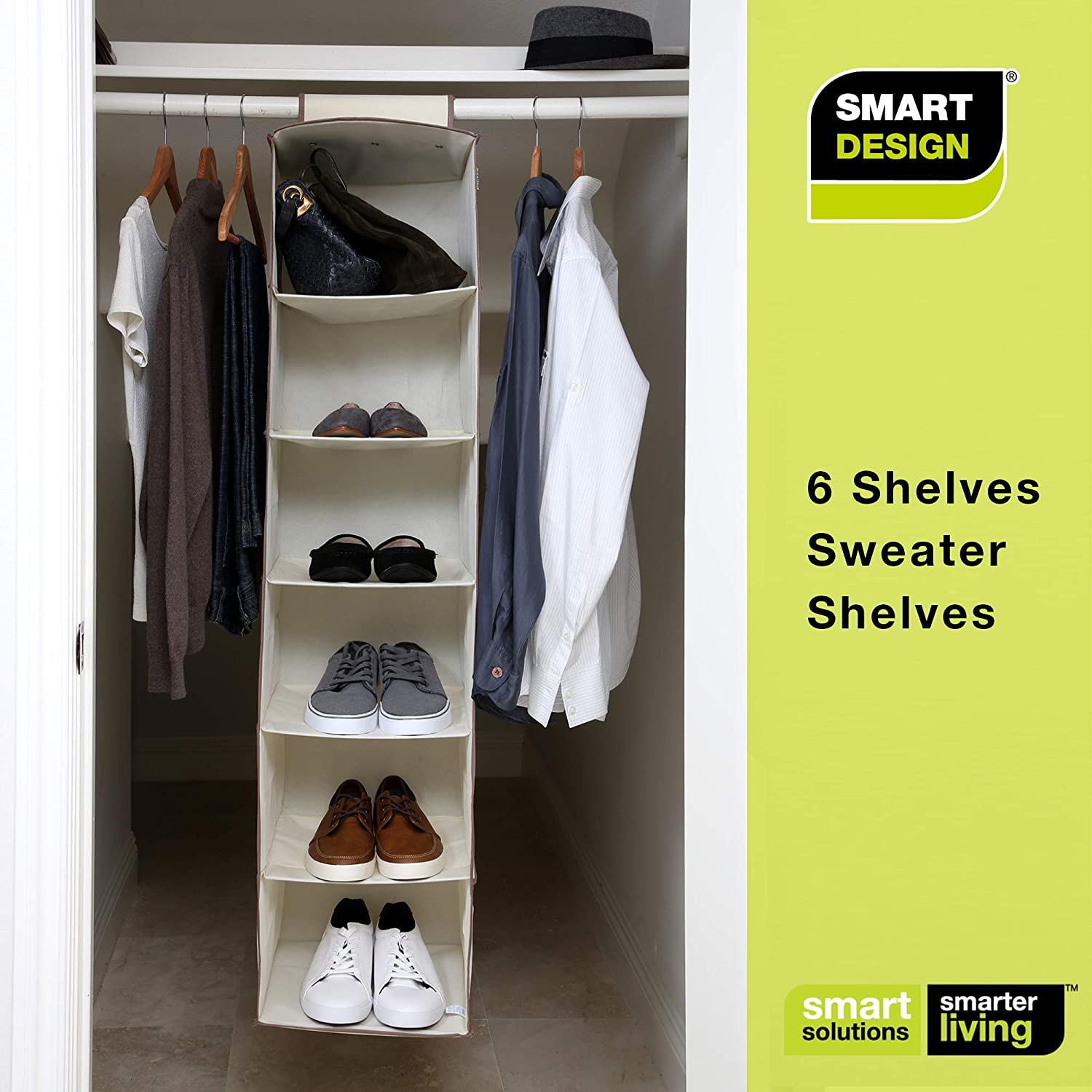 6-Shelf Hanging Closet Organizer with Velcro Hook and Loop