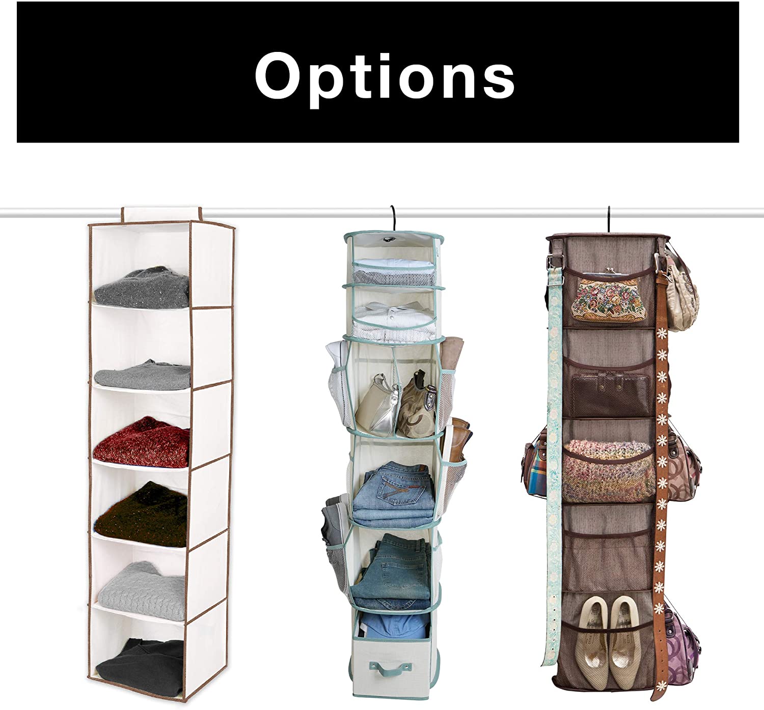 6-Shelf Hanging Closet Organizer with Velcro Hook and Loop