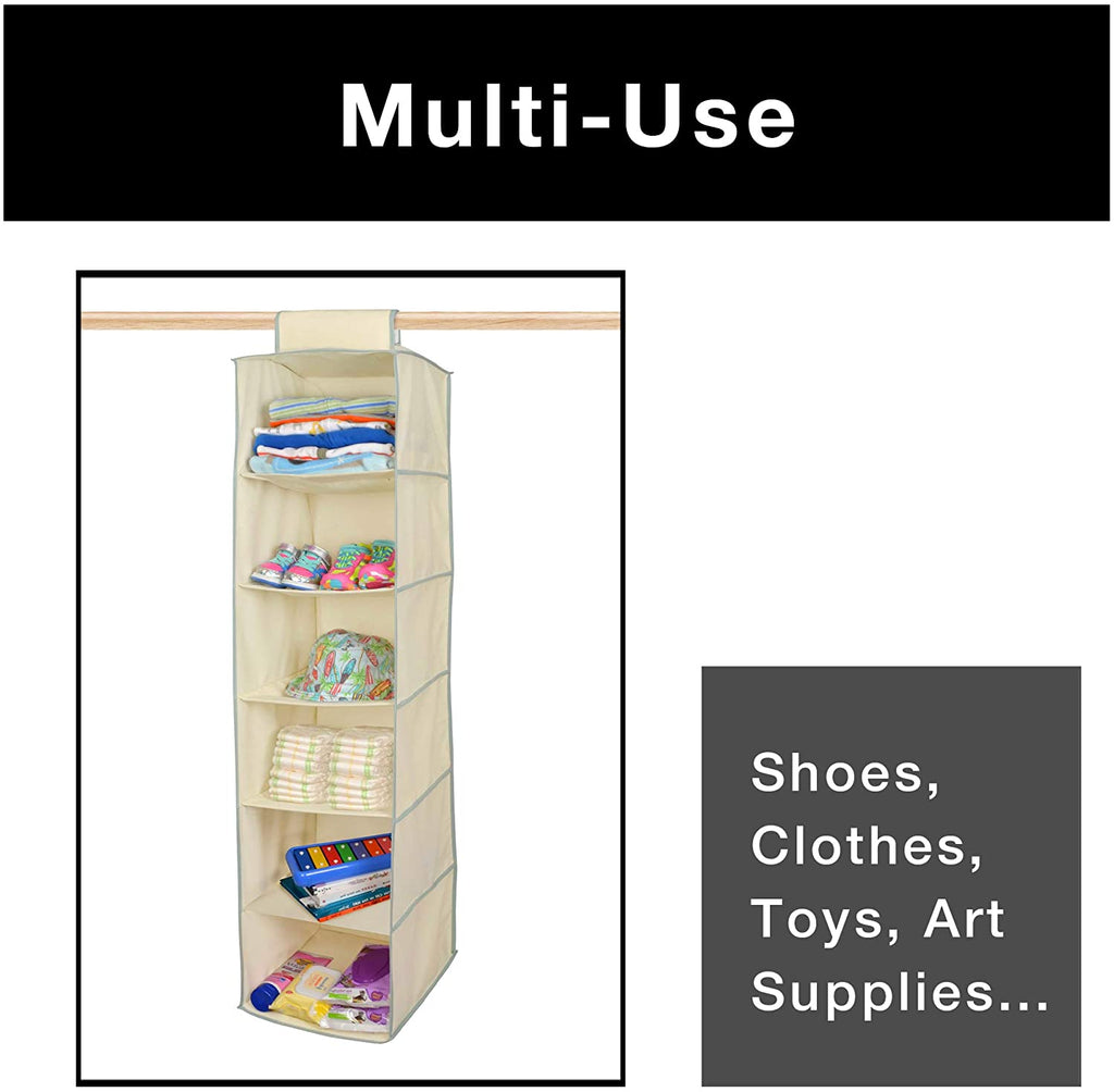 6-Shelf Hanging Closet Organizer with Velcro Hook and Loop