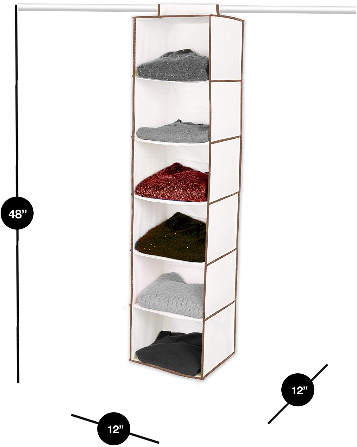 6-Shelf Hanging Closet Organizer with Velcro Hook and Loop