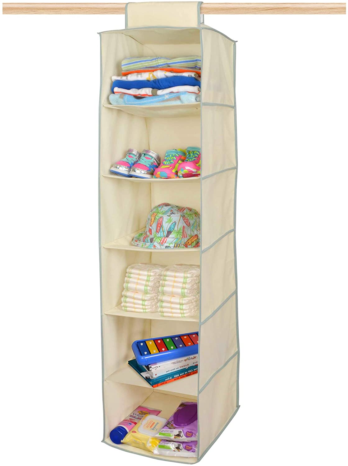 6-Shelf Hanging Closet Organizer with Velcro Hook and Loop