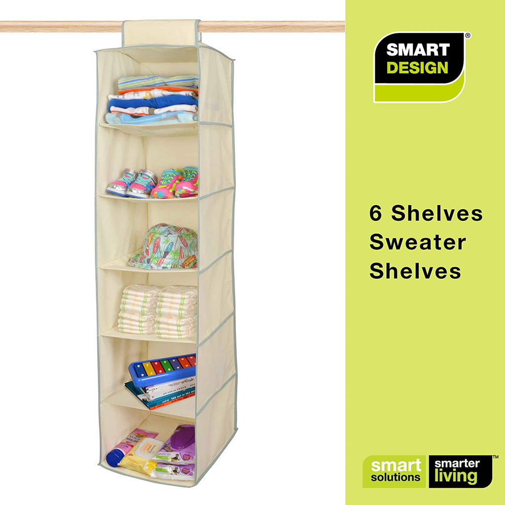 6-Shelf Hanging Closet Organizer with Velcro Hook and Loop