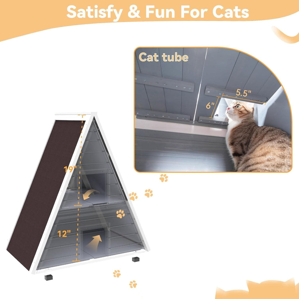 PETSFIT 2 Story Outdoor Cat House with Escape Door
