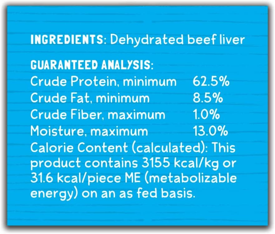 Bare Bites 100% All Natural Dehydrated Beef Liver Dog and Cat Treats, 1LB - Made in USA