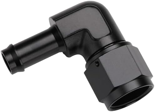 10AN Female to 1/2 Barb 90 Degree Hose Fitting Adapter Swivel Aluminum Black