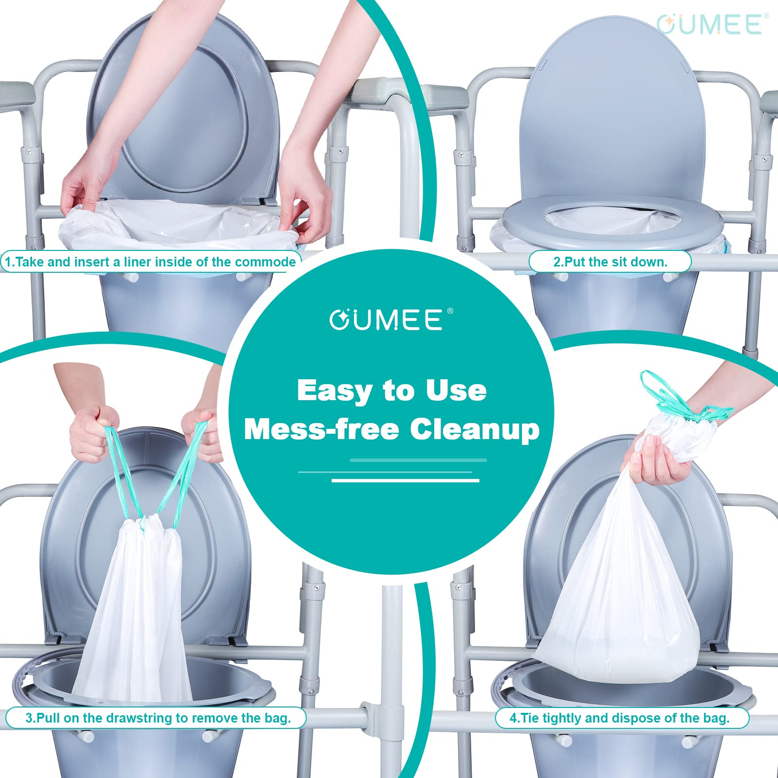 120 Count Commode Liners for Bedside Commode, Beside Commode Liners, Portable Potty Liners for Adults, Toilet Liners Disposable Commode Bags for Commode Chair (Blue - 120 Liners)