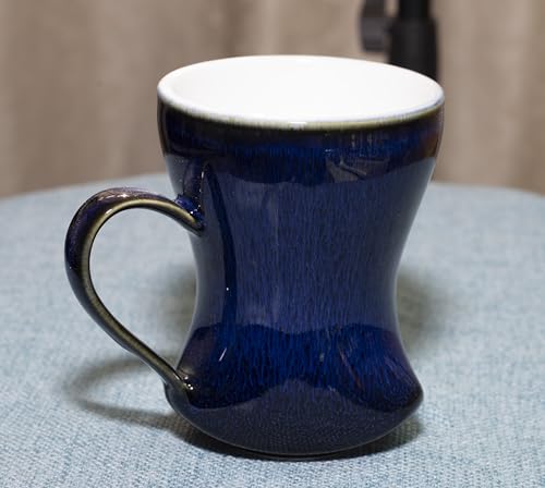 12Oz Color Glazed Ceramic Coffee Mug,Cool Cup With Handle Suitable for Office and Home,Drinking Coffee, Tea, Cocoa and Milk Lead cadmium free, Dishwasher Microwave Safe (Brushed blue)