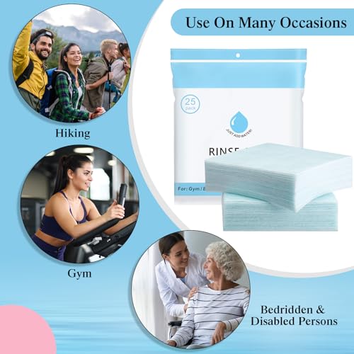 150 Pcs Rinse Free Bathing Wipes Bulk Sponges Bath Wipes All in 1 Shower Rinse Free Bath Sponges Wash Cloths for Campers, Hikers, Adults, Elderly