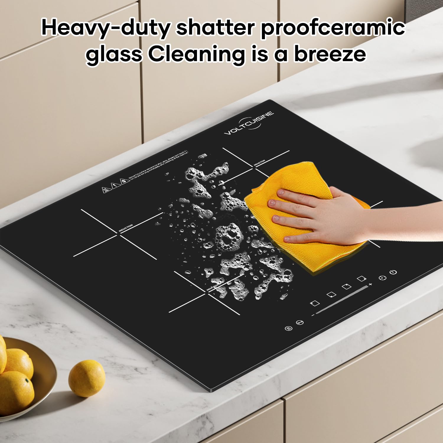 1200W Portable Induction Cooktop, Single Burner Electric Stove, Magnetic Cookware Compatible, Touch Control, 8 Power Levels, Timer, Black Crystal Glass Surface