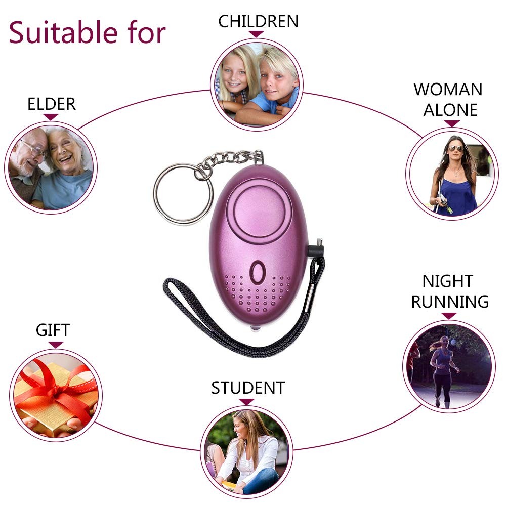 140 DB Personal Safety Alarm Self Defense Keychain Purple with LED Light, Security Alarm Personal Alarms for Women ,Kids,Man,Night Workers, Elderly SOS Alarm Emergency AOLANS