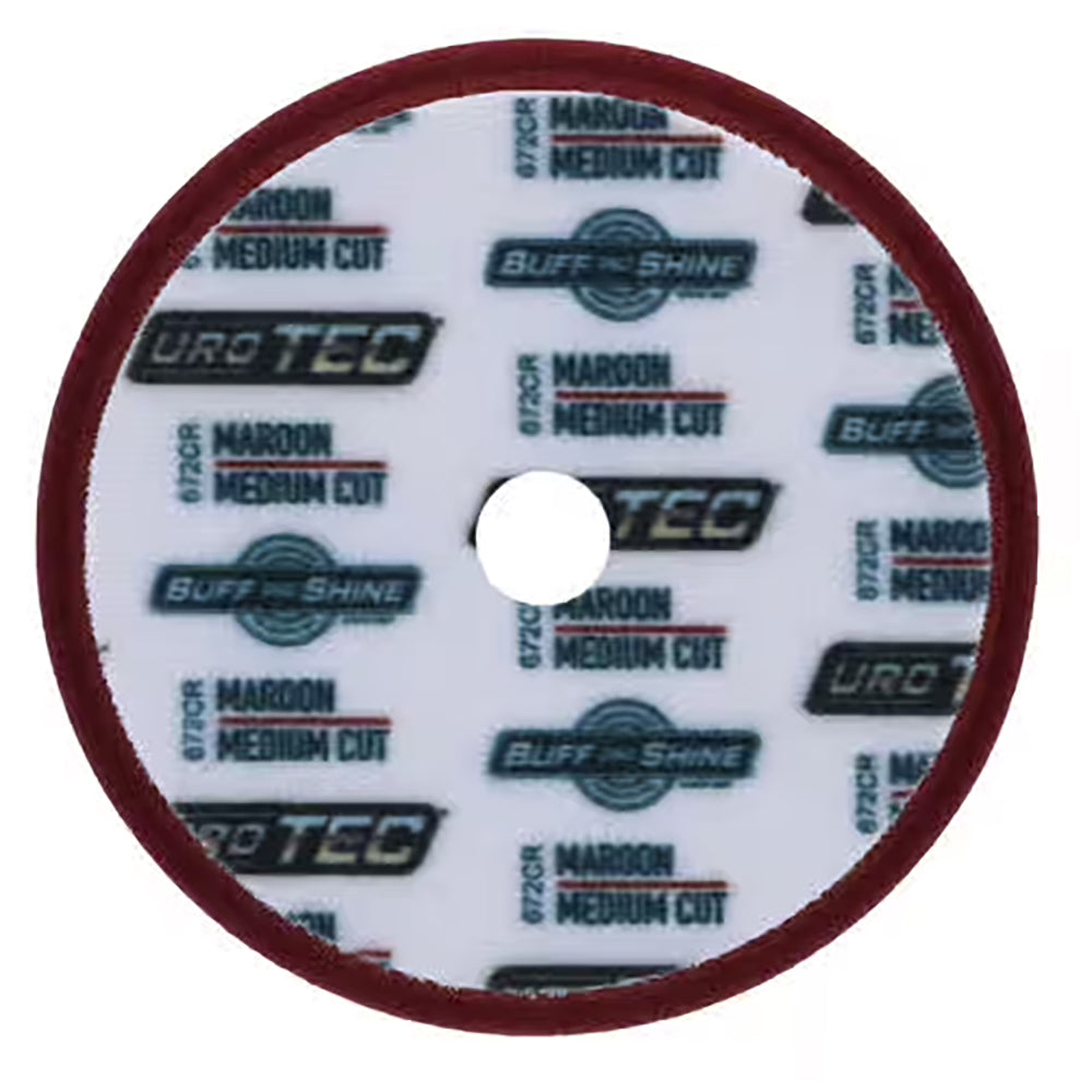 Buff and Shine Uro-Tec Foam Medium Cutting Pad - 6", Maroon