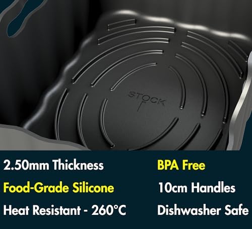 10QT Air Fryer Silicone Liners - Ninja DZ401/DZ550 Premium Rectangular Air fryer Silicone Pot Baking Tray for Ninja Dual DZ401/DZ550 Reusable Replacement Basket | 2PCS