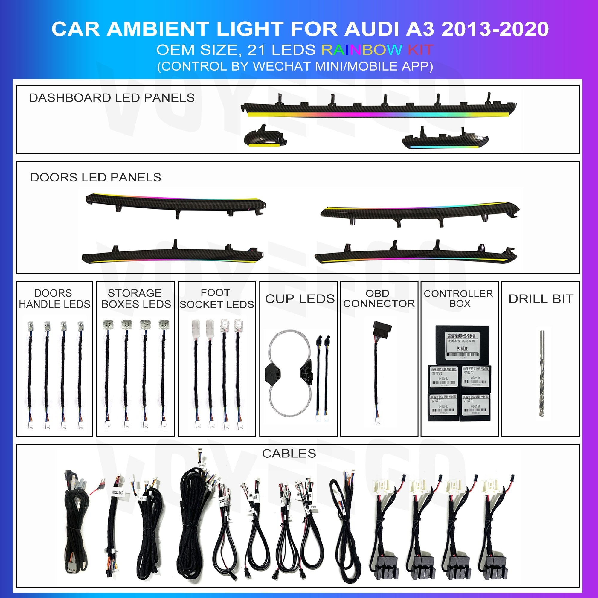 A3 2013-2020 Panel Ambient Lighting | Rainbow
